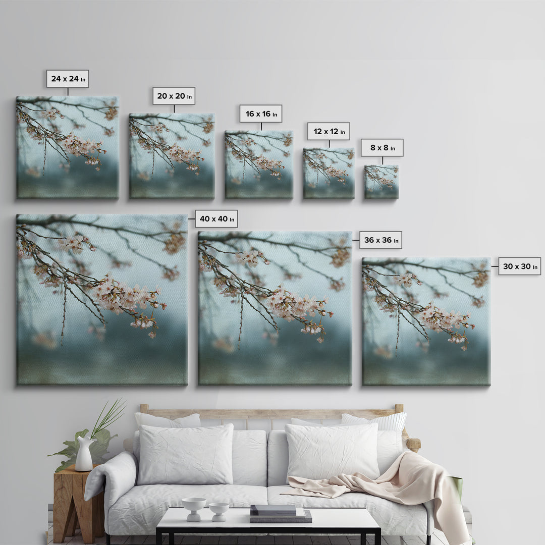 Spring Cherry Blossoms Framed Canvas Print, Nature Art, Art Print, Living Room Decor, Fine Art, Nature, Printable Wall Art, NAT-1x1-40