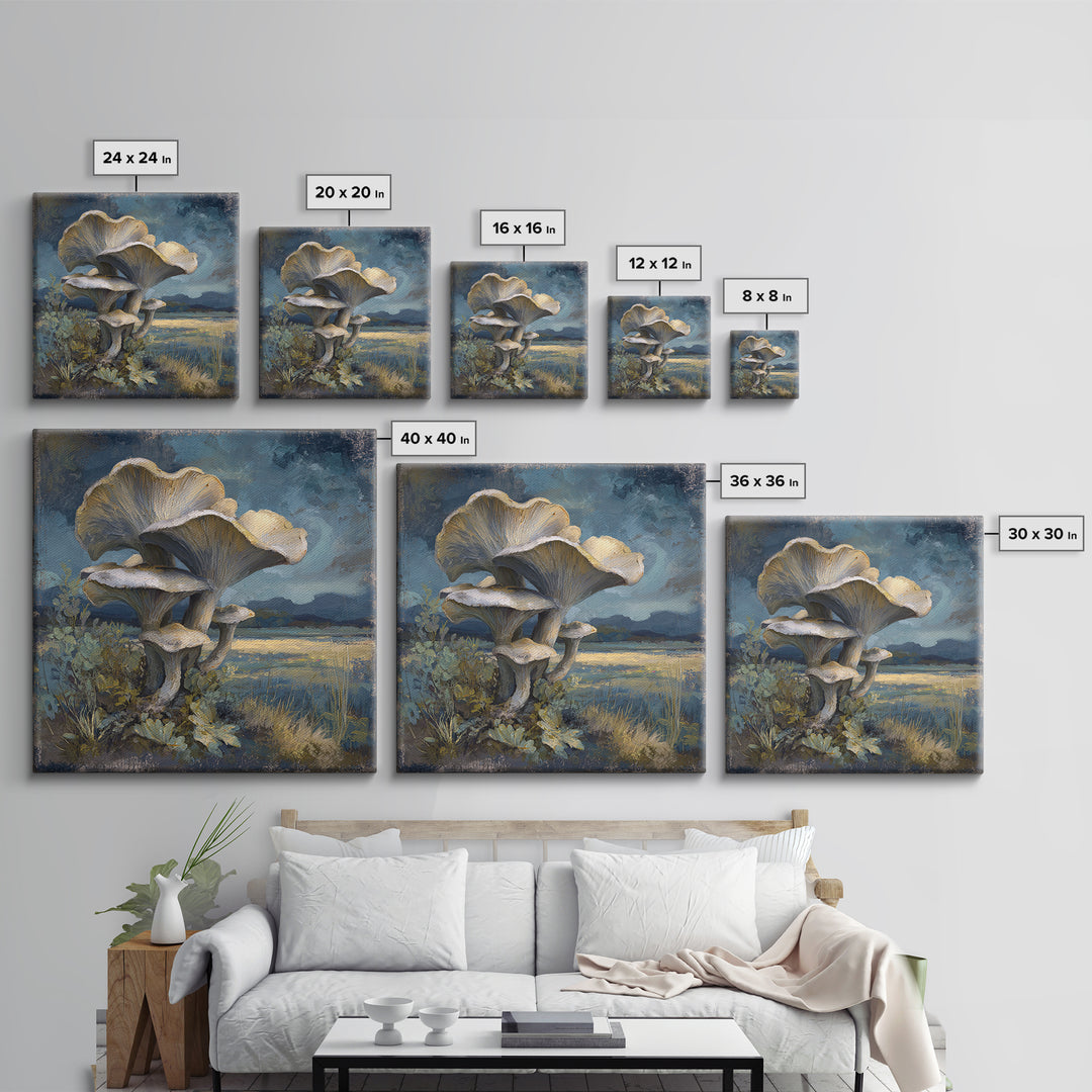 Mushroom Cluster in Enchanted Woodland Canvas Print, Nature Art, Nature Wall Art, Living Room Decor, Watercolor Art, Nature, NAT-1x1-55