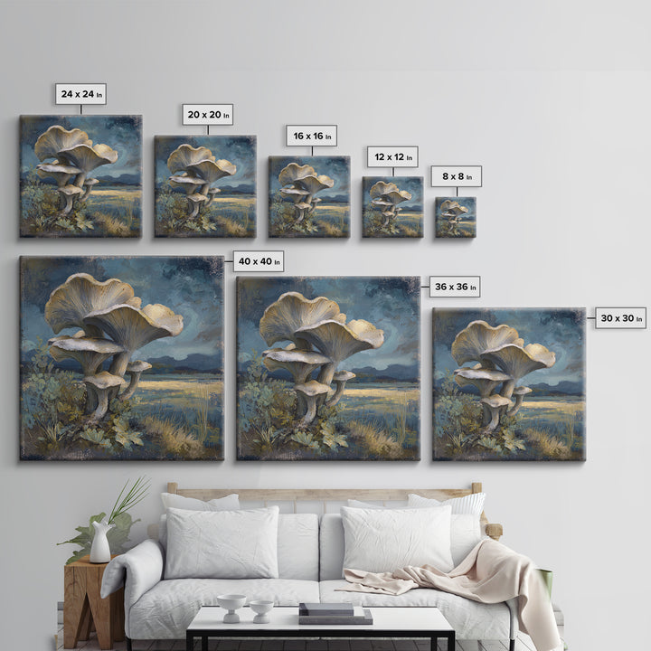 Mushroom Cluster in Enchanted Woodland Canvas Print, Nature Art, Nature Wall Art, Living Room Decor, Watercolor Art, Nature, NAT-1x1-55