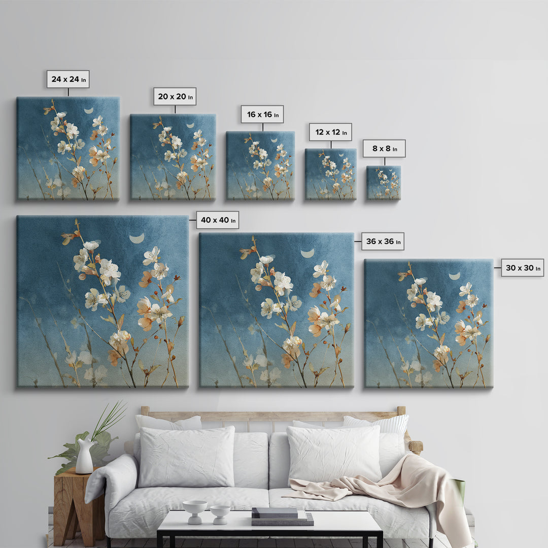 Wild Horses Running Near Mountain Ridge Framed Canvas Print, Nature Art, Landscape Art, Living Room Decor, Oil Painting, Nature, NAT-1x1-70