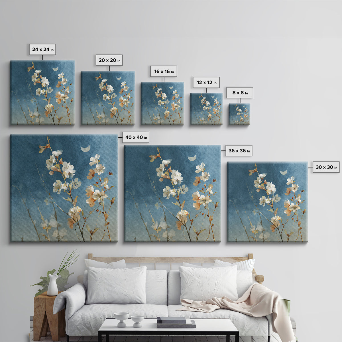 Wild Horses Running Near Mountain Ridge Framed Canvas Print, Nature Art, Landscape Art, Living Room Decor, Oil Painting, Nature, NAT-1x1-70