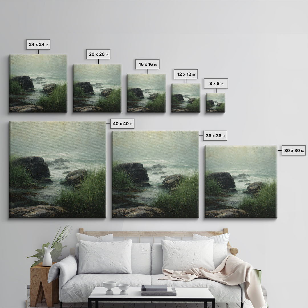 Waterfall Hidden Among Dark Green Rocks Canvas Print, Nature Art, Modern Decor, Living Room Decor, Fine Art, Nature, Home Decor, NAT-1x1-75