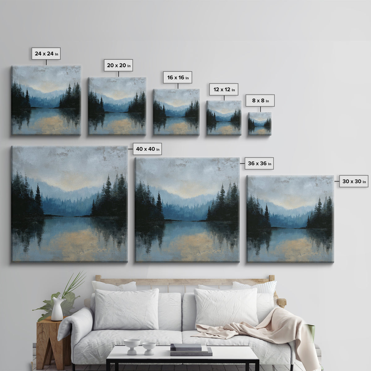Misty Mountain Lake Canvas Print, Nature Art, Room Decor, Living Room Decor, Fine Art, Nature, Wall Hangings, Original Painting, NAT-1x1-77