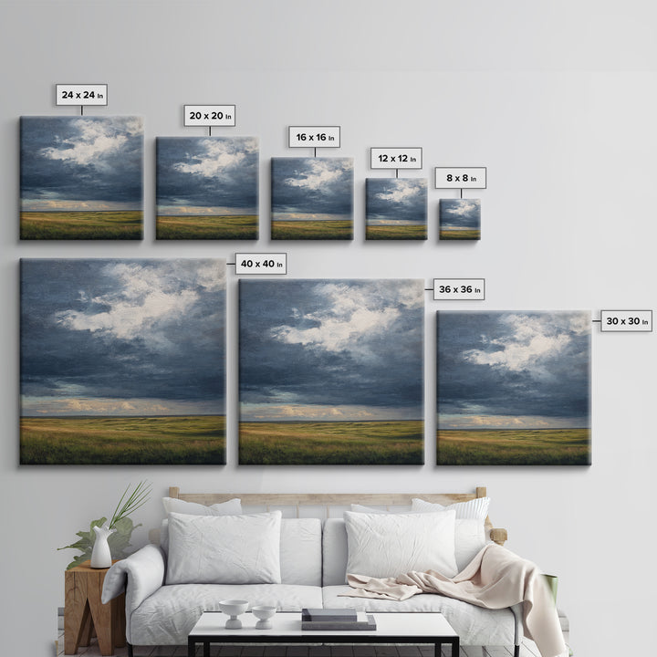 Storm Clouds over a Rolling Prairie Canvas Print, Nature Art, Modern Decor, Living Room Decor, Fine Art, Nature, Home Decor, NAT-1x1-86