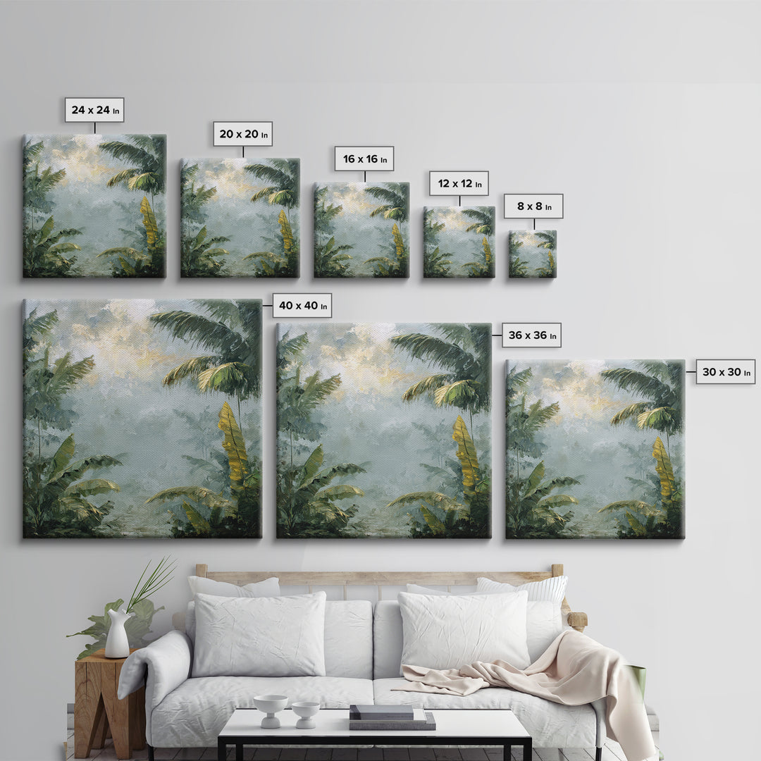 Tropical Jungle Leaves Framed Canvas Print, Nature Art, Luxury Decor, Living Room Decor, Oil Painting, Nature, Mushroom, NAT-1x1-93