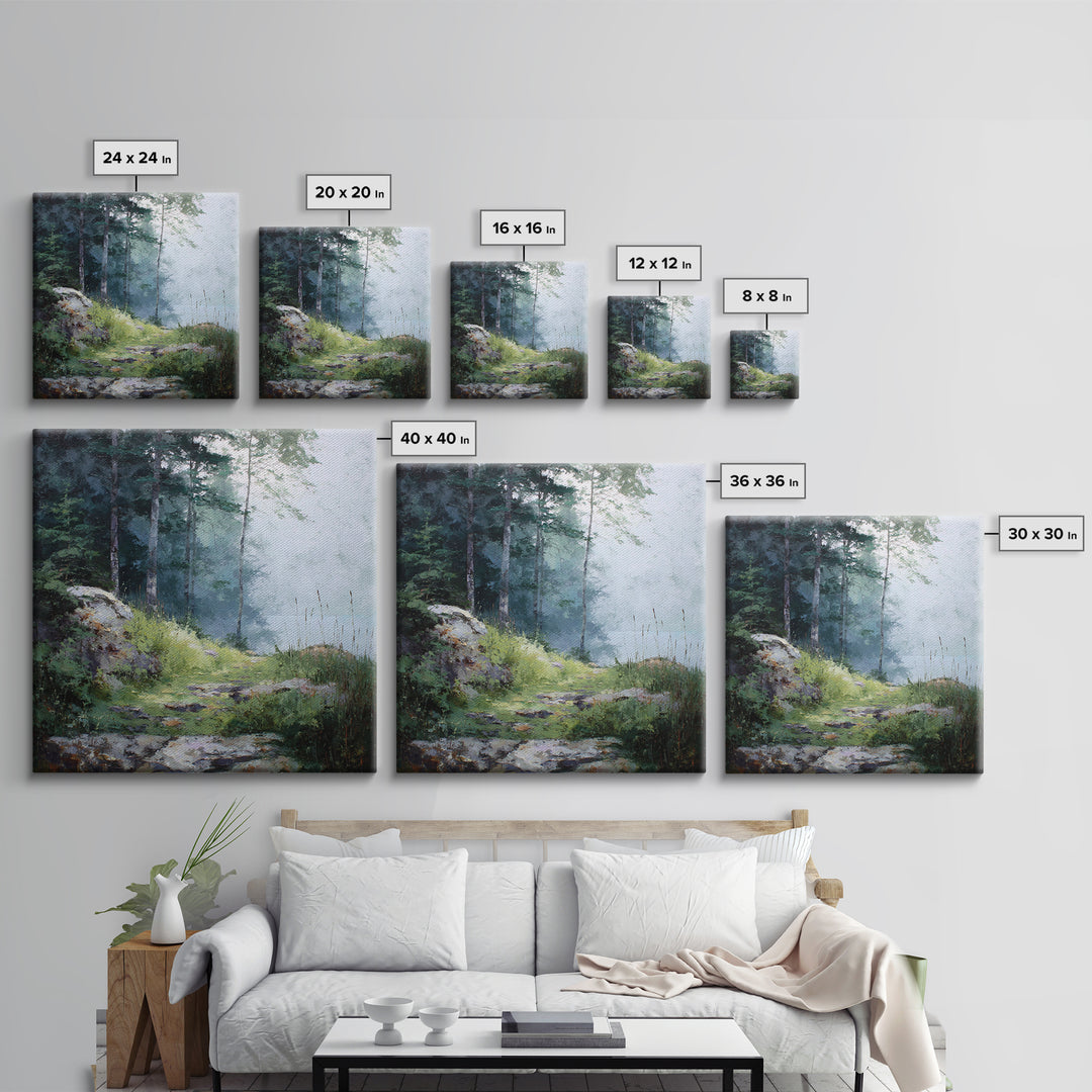 Sunlit Forest Path Canvas Print, Nature Art, Wall Art, Living Room Decor, Fine Art, Nature, Wood Wall Art, Abstract Wall Art, NAT-1x1-97