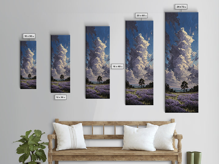 Bees Circling Lavender Blossoms Canvas Print, Nature Art, Wood Wall Art, Living Room Decor, Nature, Digital Download Art, NAT-1x3-11