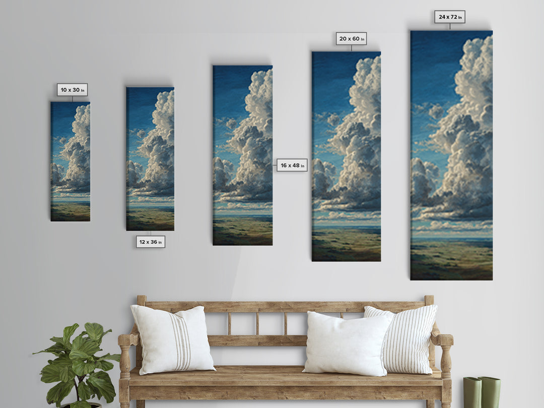 Storm Clouds over a Rolling Prairie Canvas Print, Nature Art, Landscape Art, Living Room Decor, Fine Art, Nature, Boho Decor, NAT-1x3-2