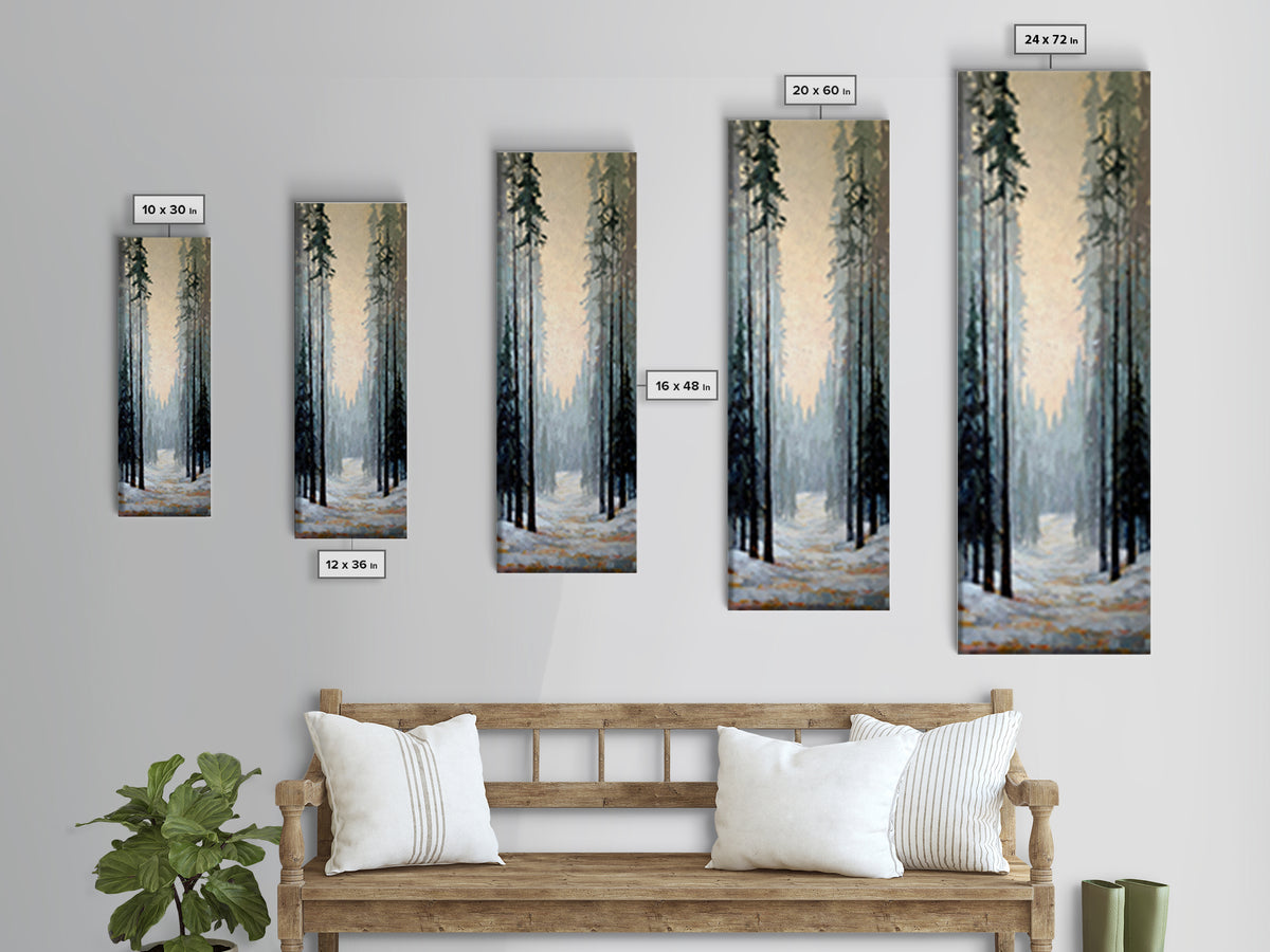 Fox Crossing a Snowy Forest Clearing Canvas Print, Nature Art, Moss Art, Living Room Decor, Oil Painting, Nature, NAT-1x3-22