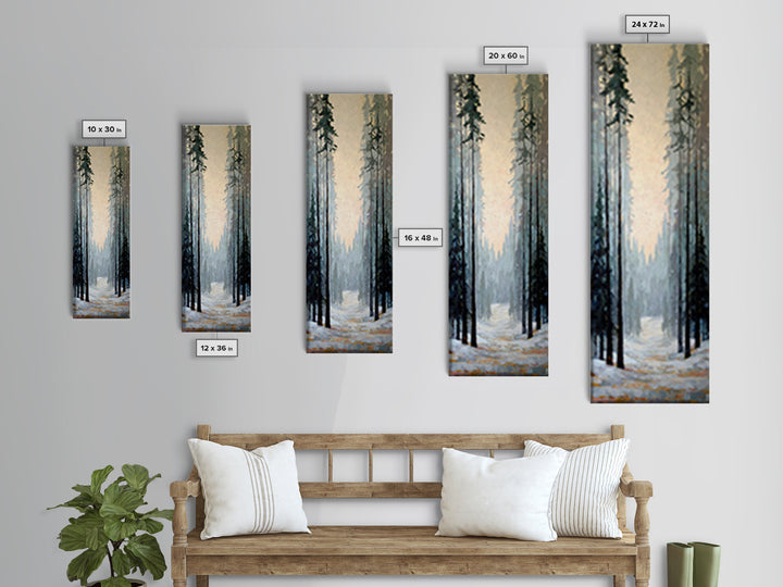 Fox Crossing a Snowy Forest Clearing Canvas Print, Nature Art, Moss Art, Living Room Decor, Oil Painting, Nature, NAT-1x3-22