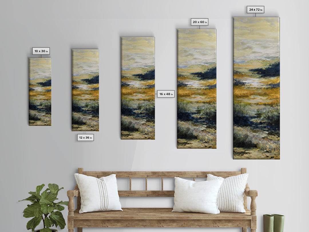 Sunrise Through Tall Grass and Wildflowers Canvas Print, Nature Art, Art, Living Room Decor, Watercolor Art, Nature, NAT-1x3-23