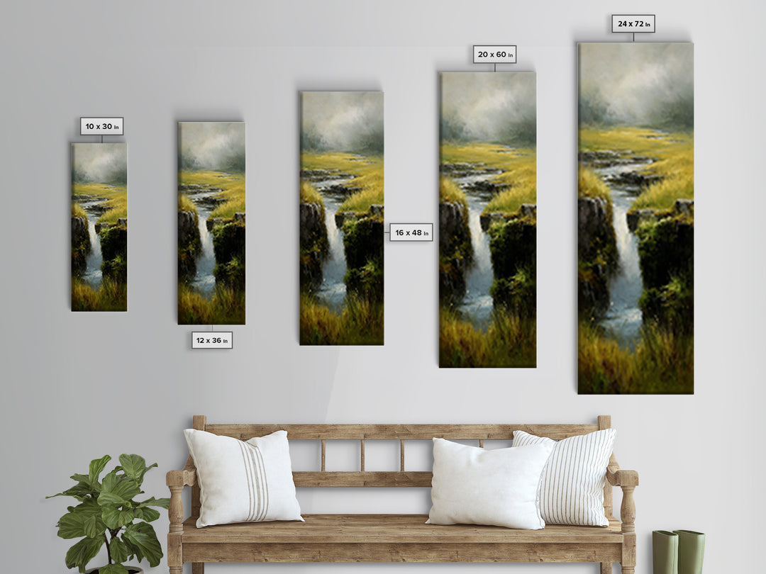 Waterfall Hidden Among Dark Green Rocks Canvas Print, Nature Art, Printable Wall Art, Living Room Decor, Fine Art, Nature, NAT-1x3-39