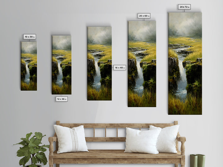 Waterfall Hidden Among Dark Green Rocks Canvas Print, Nature Art, Printable Wall Art, Living Room Decor, Fine Art, Nature, NAT-1x3-39