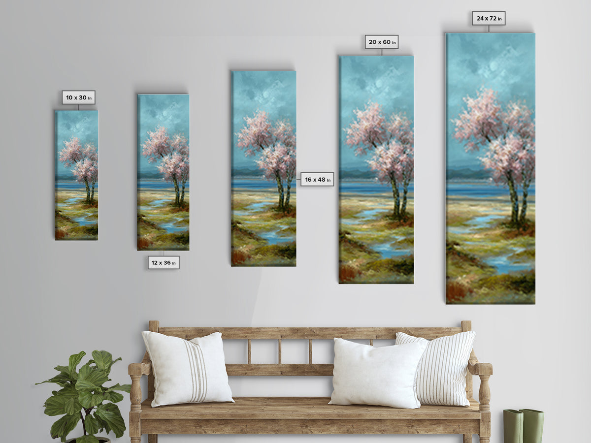 Spring Cherry Blossoms Framed Canvas Print, Nature Art, Fine Art Print, Living Room Decor, Fine Art, Nature, Poster, Wall Decor, NAT-1x3-4