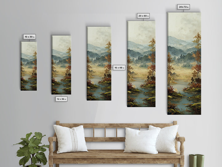 Autumn Leaves Floating on Quiet Stream Canvas Print, Nature Art, Bird Wall Art, Living Room Decor, Fine Art, Nature, NAT-1x3-42