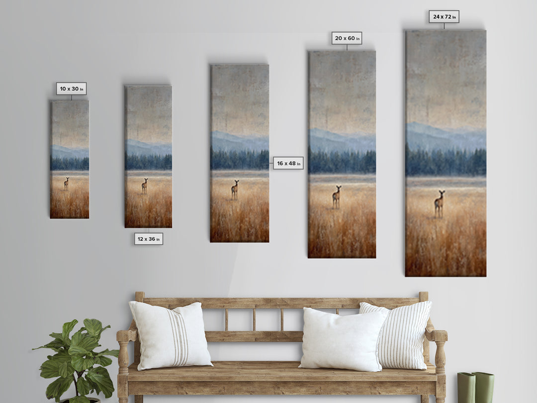 Deer Standing in a Golden Field Canvas Print, Nature Art, Contemporary Art, Living Room Decor, Fine Art, Nature, Framed Art, NAT-1x3-44