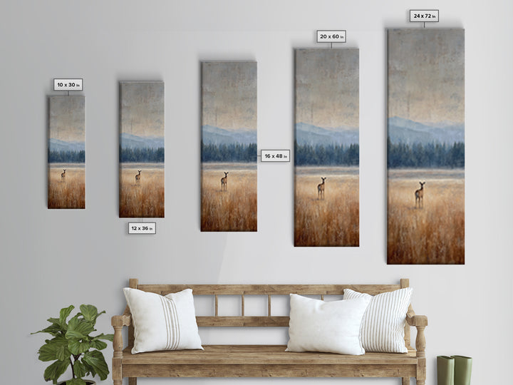 Deer Standing in a Golden Field Canvas Print, Nature Art, Contemporary Art, Living Room Decor, Fine Art, Nature, Framed Art, NAT-1x3-44