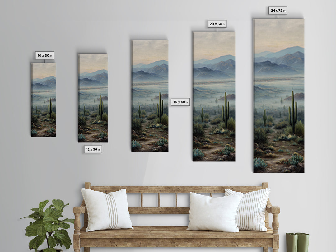 Desert Cactus Blooming After Rain Canvas Print, Nature Art, Wall Hangings, Living Room Decor, Nature, Stained Glass Art, NAT-1x3-56
