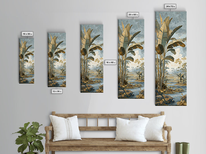 Tropical Jungle Leaves Canvas Print, Nature Art, Fine Art Print, Living Room Decor, Abstract Art, Nature, Poster, Wall Decor, NAT-1x3-57