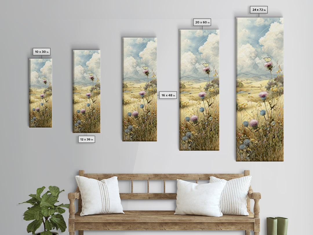 Butterfly Resting on a Blooming Thistle Framed Canvas Print, Nature Art, Floral, Living Room Decor, Fine Art, Nature, NAT-1x3-64