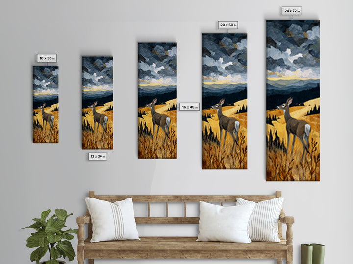 Deer Standing in a Golden Field Canvas Print, Nature Art, Artwork, Living Room Decor, Fine Art, Nature, Landscape Art, NAT-1x3-68