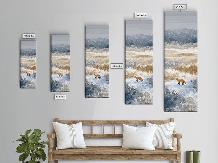 Fox Crossing a Snowy Forest Clearing Framed Canvas Print, Nature Art, Nature Wall Art, Living Room Decor, Fine Art, Nature, NAT-1x3-70