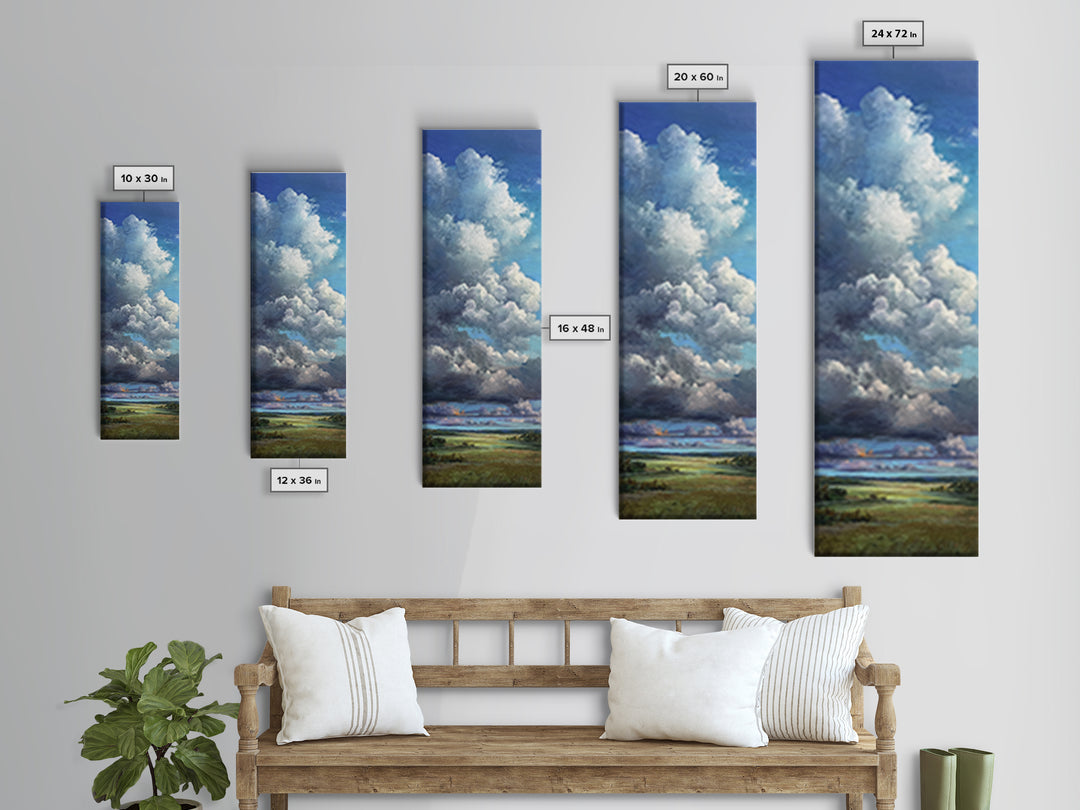 Storm Clouds over a Rolling Prairie Framed Canvas Print, Nature Art, Landscape Print, Living Room Decor, Fine Art, Nature, NAT-1x3-74