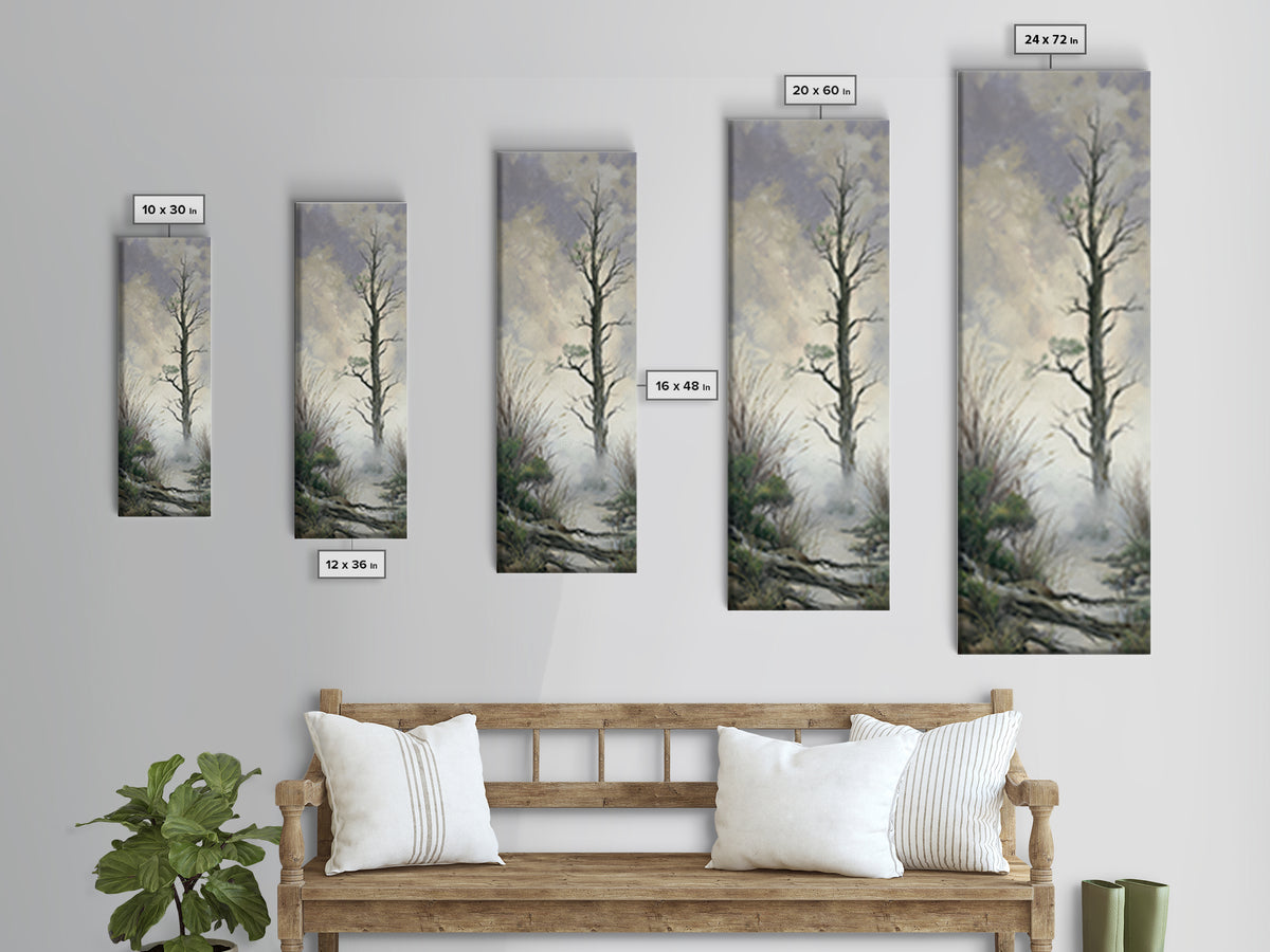 Tree of Life Framed Canvas Print, Nature Art, Mountain Wall Art, Living Room Decor, Oil Painting, Nature, Fine Art Print, NAT-1x3-75