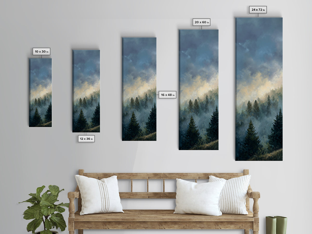 Moody Pine Forest Canvas Print, Nature Art, Art Print, Living Room Decor, Fine Art, Nature, Printable Wall Art, Wall Hangings, NAT-1x3-77