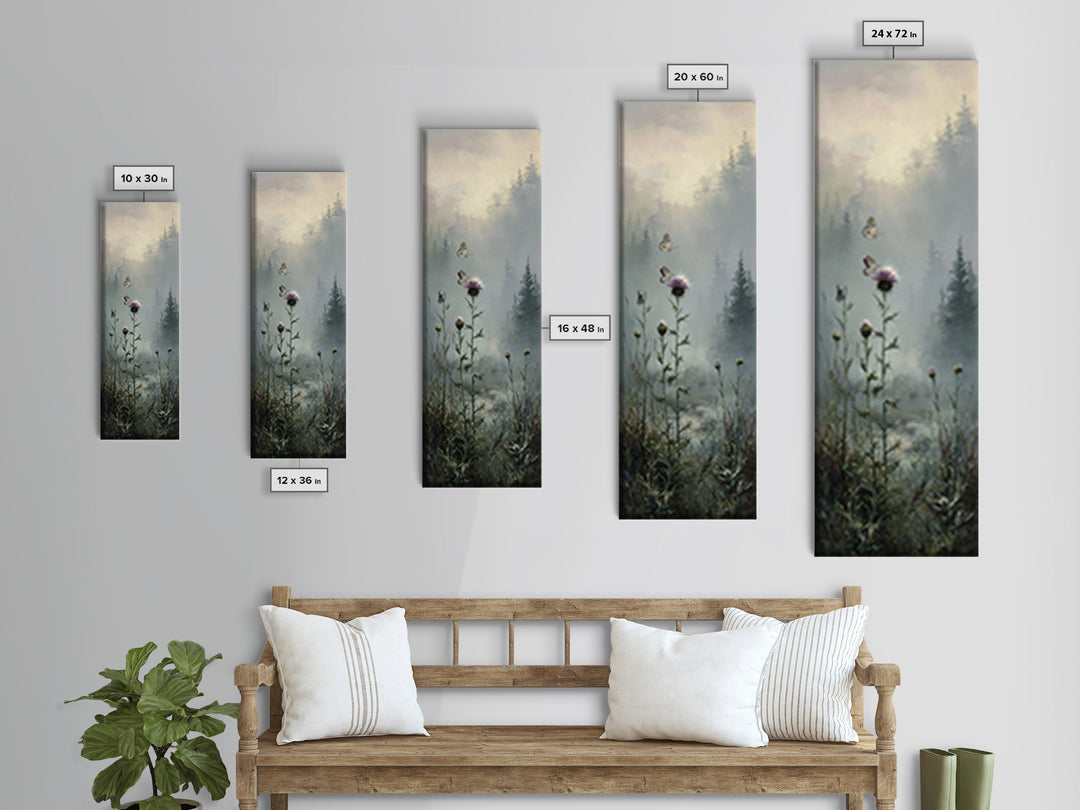 Butterfly Resting on a Blooming Thistle Canvas Print, Nature Art, 3d Wall Art, Living Room Decor, Nature, Nature Wall Art, NAT-1x3-88