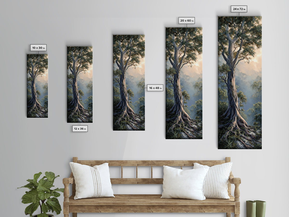 Tree of Life Canvas Print, Nature Art, Bird Wall Art, Living Room Decor, Watercolor Art, Nature, Textured Painting, NAT-1x3-99