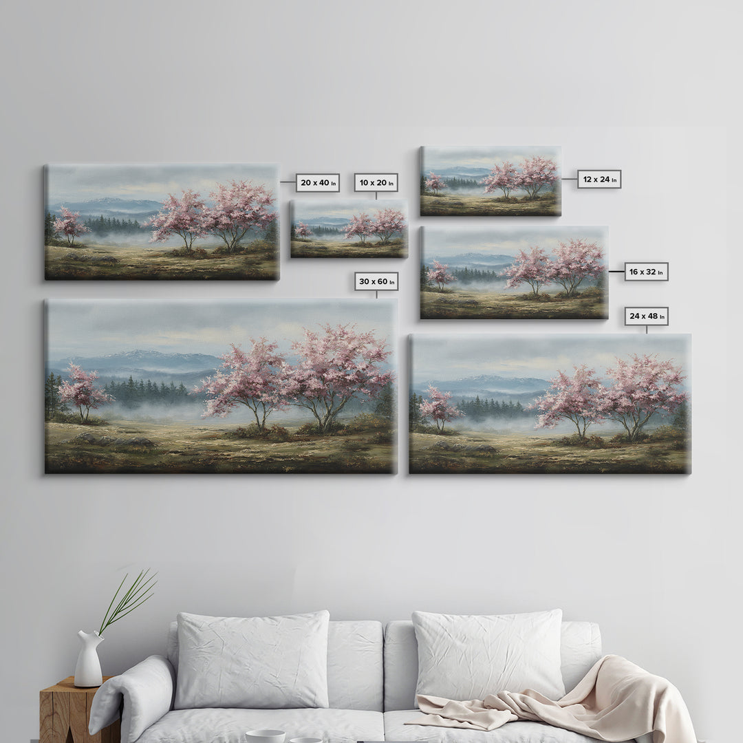 Spring Cherry Blossoms Framed Canvas Print, Nature Art, Art Print, Living Room Decor, Fine Art, Nature, Printable Wall Art, NAT-2x1-12