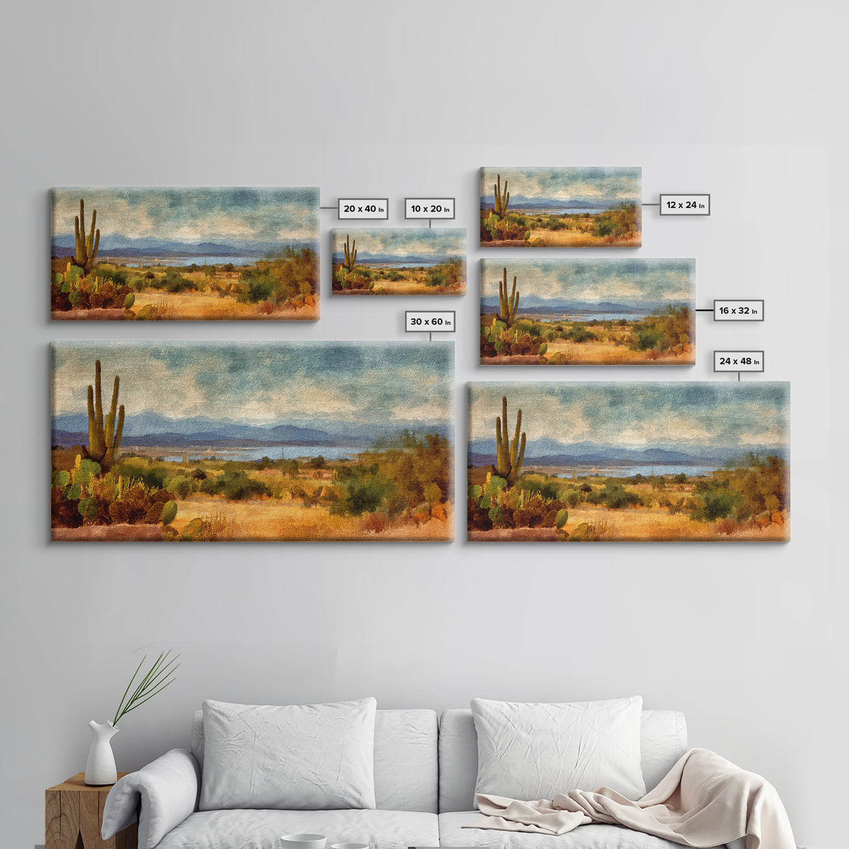 Desert Cactus Blooming After Rain Framed Canvas Print, Nature Art, Fine Art Print, Living Room Decor, Fine Art, Nature, NAT-2x1-16