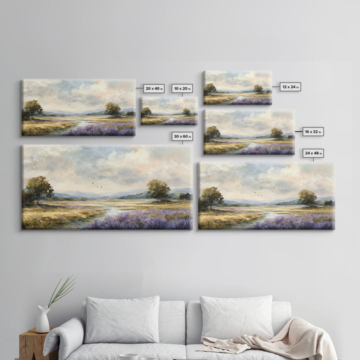Bees Circling Lavender Blossoms Framed Canvas Print, Nature Art, Ocean Art, Living Room Decor, Fine Art, Nature, Art Print, NAT-2x1-19