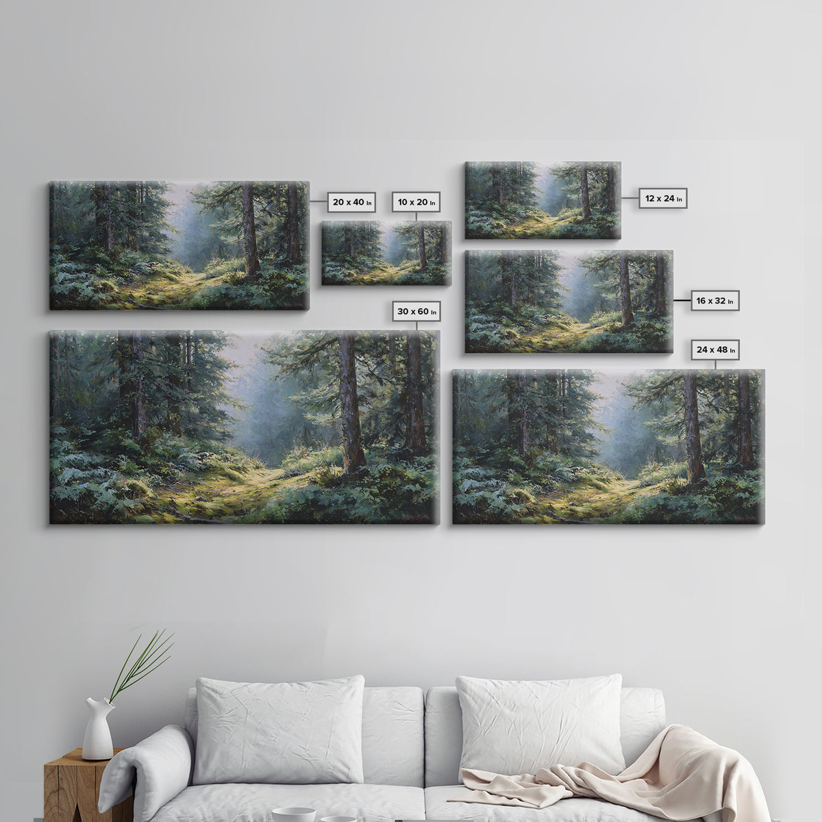 Sunlit Forest Path Canvas Print, Nature Art, Wall Art, Living Room Decor, Fine Art, Nature, Wood Wall Art, Abstract Wall Art, NAT-2x1-21