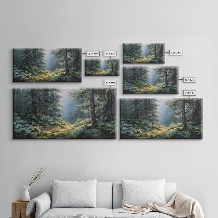 Sunlit Forest Path Canvas Print, Nature Art, Wall Art, Living Room Decor, Fine Art, Nature, Wood Wall Art, Abstract Wall Art, NAT-2x1-21