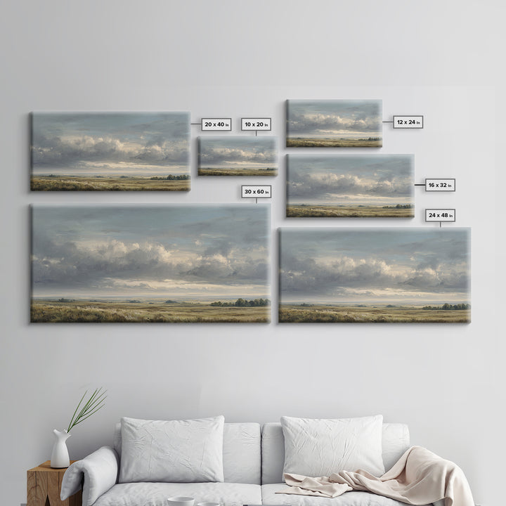 Storm Clouds over a Rolling Prairie Framed Canvas Print, Nature Art, Art Print, Living Room Decor, Fine Art, Nature, NAT-2x1-34