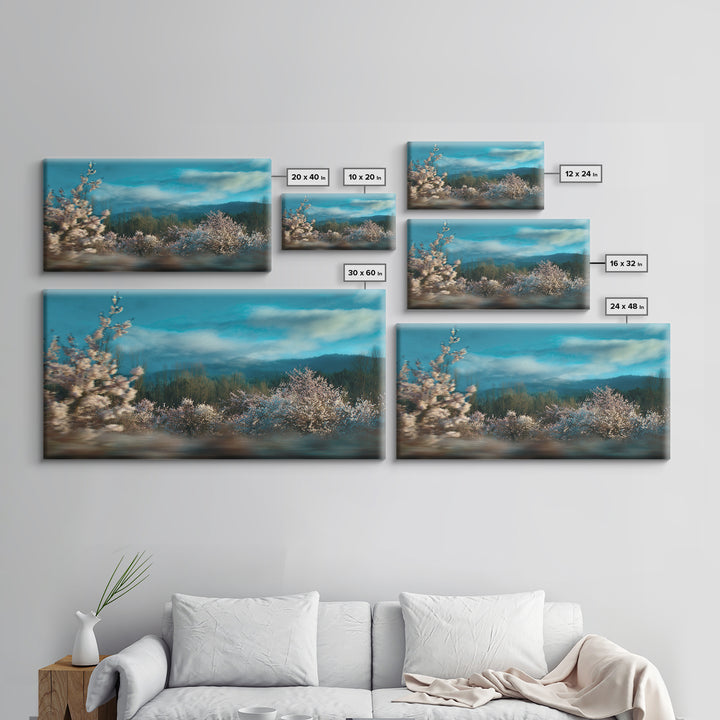 Spring Cherry Blossoms Canvas Print, Nature Art, Wall Art, Living Room Decor, Watercolor Art, Nature, Wood Wall Art, NAT-2x1-36
