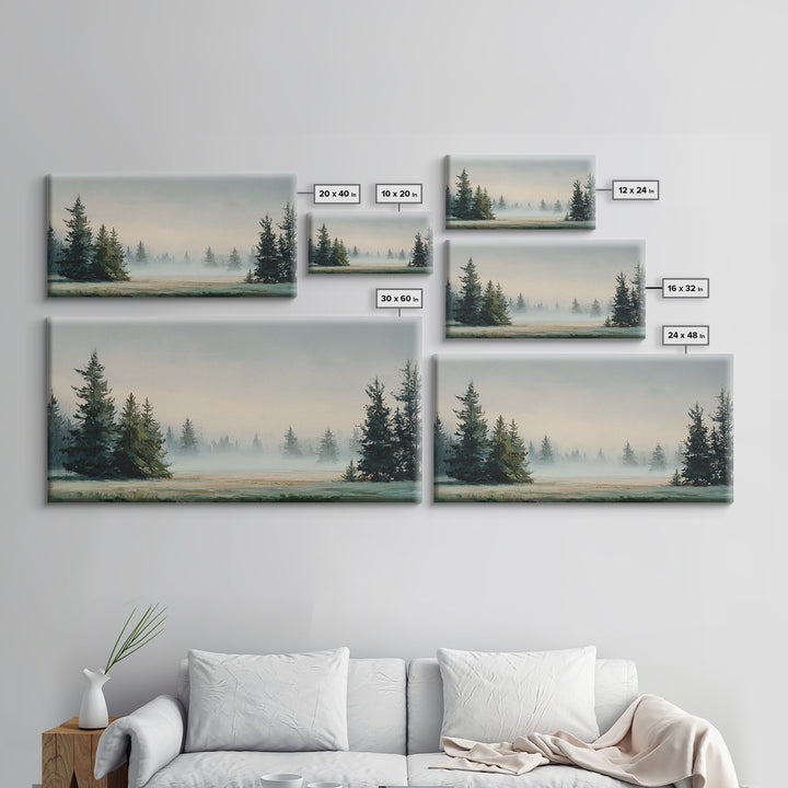 Moody Pine Forest Framed Canvas Print, Nature Art, Minimalist Decor, Living Room Decor, Fine Art, Nature, Artwork, Framed Art, NAT-2x1-37