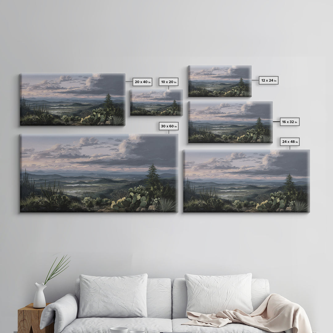 Desert Cactus Blooming After Rain Framed Canvas Print, Nature Art, Home Decor, Living Room Decor, Nature, Abstract Wall Art, NAT-2x1-40