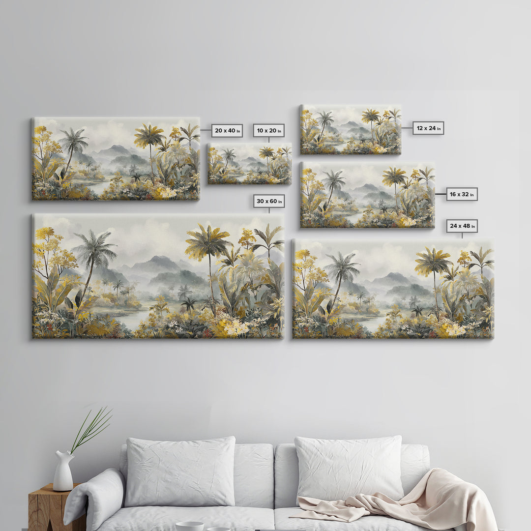 Tropical Jungle Leaves Canvas Print, Nature Art, Contemporary Art, Living Room Decor, Nature, Framed Art, Wood Wall Art, NAT-2x1-41