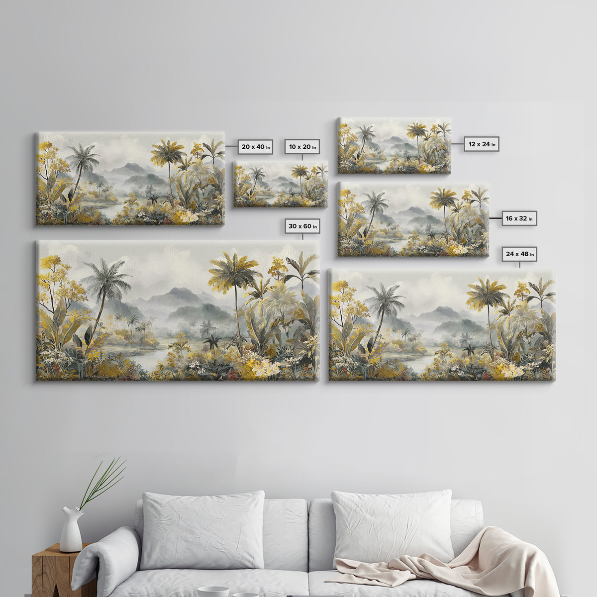 Tropical Jungle Leaves Canvas Print, Nature Art, Contemporary Art, Living Room Decor, Nature, Framed Art, Wood Wall Art, NAT-2x1-41