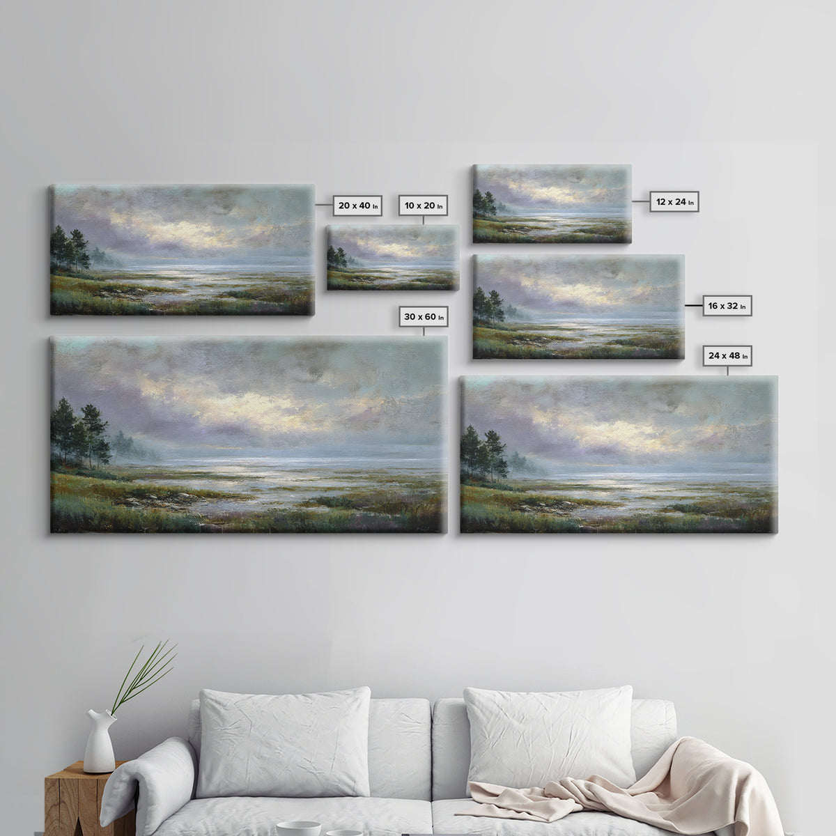 Bees Circling Lavender Blossoms Framed Canvas Print, Nature Art, Painting, Living Room Decor, Fine Art, Nature, Modern Wall Art, NAT-2x1-43