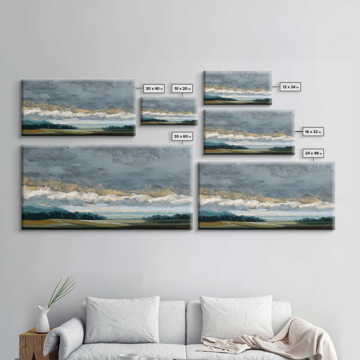 Storm Clouds over a Rolling Prairie Canvas Print, Nature Art, Wall Art, Living Room Decor, Fine Art, Nature, Wood Wall Art, NAT-2x1-58