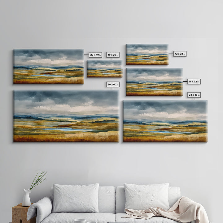 Storm Clouds over a Rolling Prairie Canvas Print, Nature Art, Wall Art, Living Room Decor, Fine Art, Nature, Wood Wall Art, NAT-2x1-82
