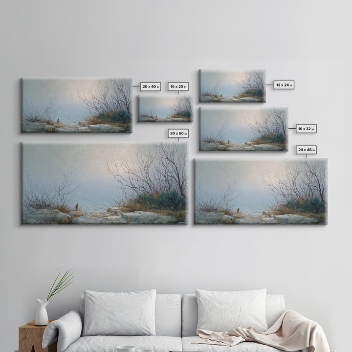 Owl in Moonlit Branches Framed Canvas Print, Nature Art, Mountain Wall Art, Living Room Decor, Watercolor Art, Nature, NAT-2x1-87