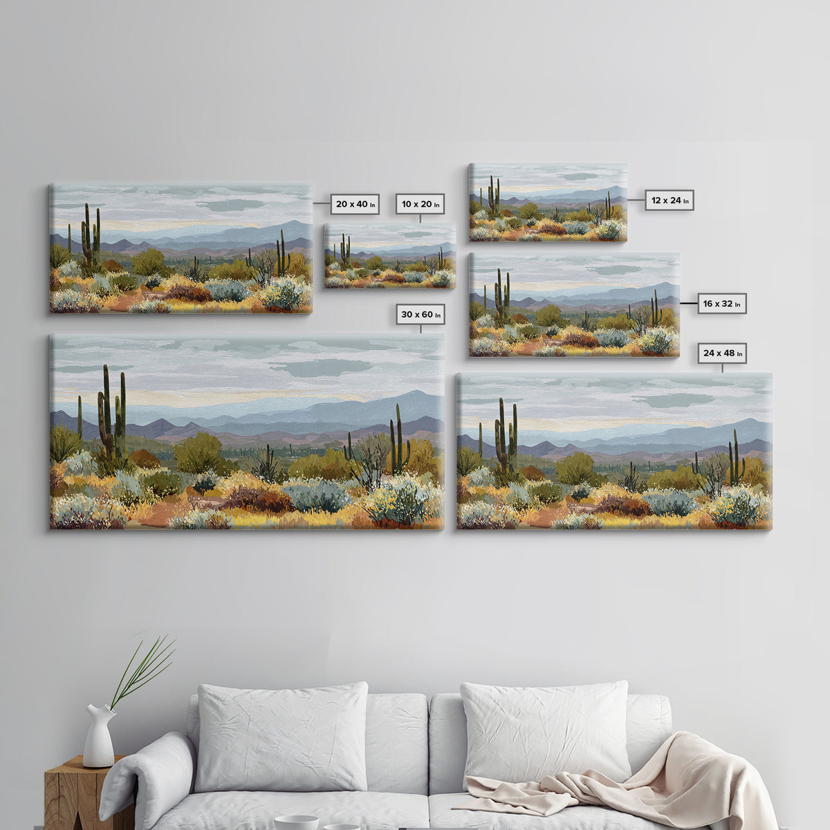 Desert Cactus Blooming After Rain Framed Canvas Print, Nature Art, Wood Wall Art, Living Room Decor, Fine Art, Nature, NAT-2x1-88