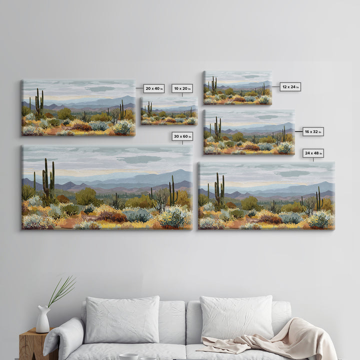 Desert Cactus Blooming After Rain Framed Canvas Print, Nature Art, Wood Wall Art, Living Room Decor, Fine Art, Nature, NAT-2x1-88
