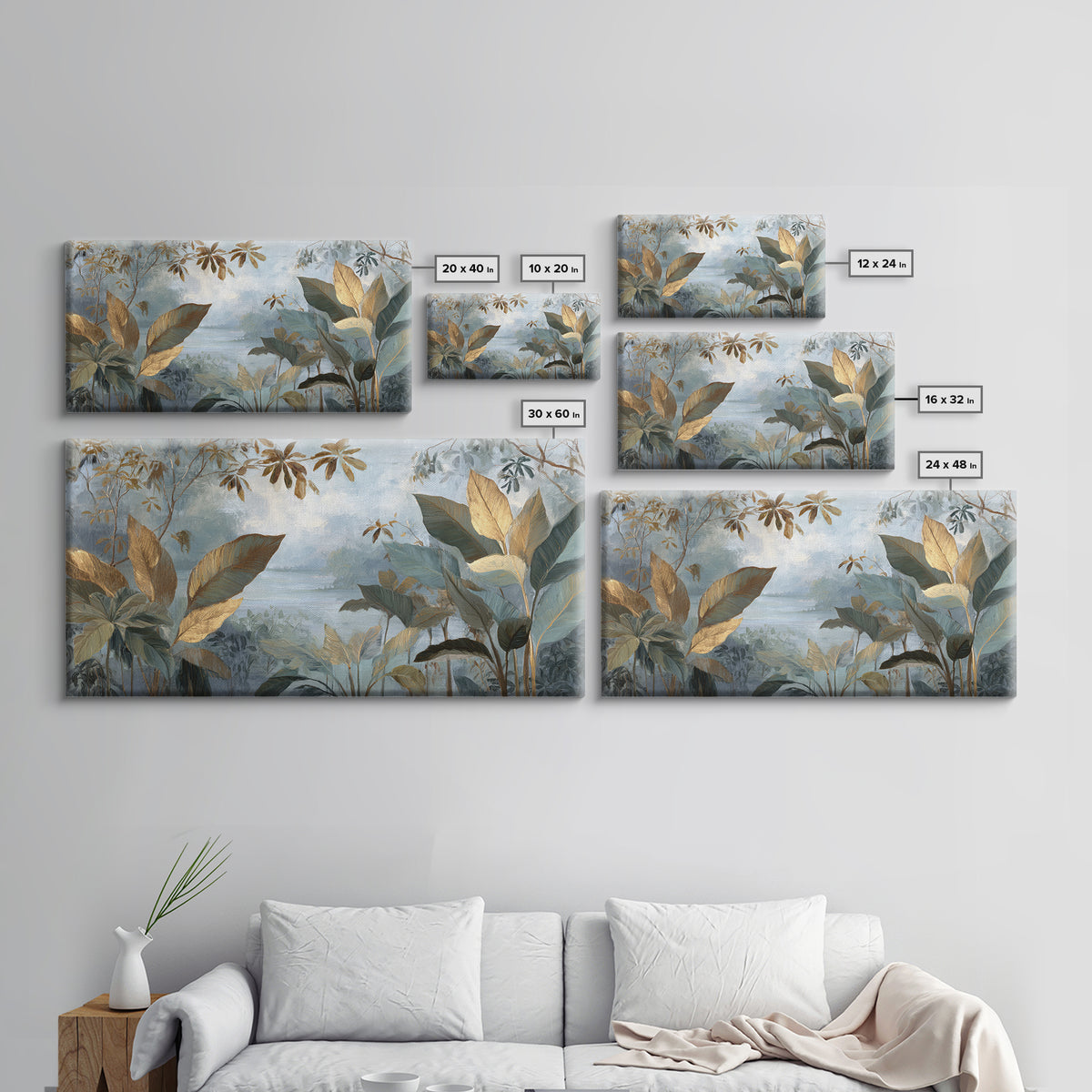 Tropical Jungle Leaves Canvas Print, Nature Art, Artwork, Living Room Decor, Fine Art, Nature, Landscape Art, Botanical Art, NAT-2x1-89