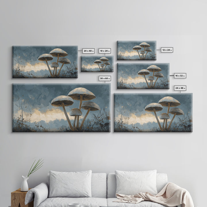 Mushroom Cluster in Enchanted Woodland Framed Canvas Print, Nature Art, Abstract Wall Art, Living Room Decor, Fine Art, Nature, NAT-2x1-99